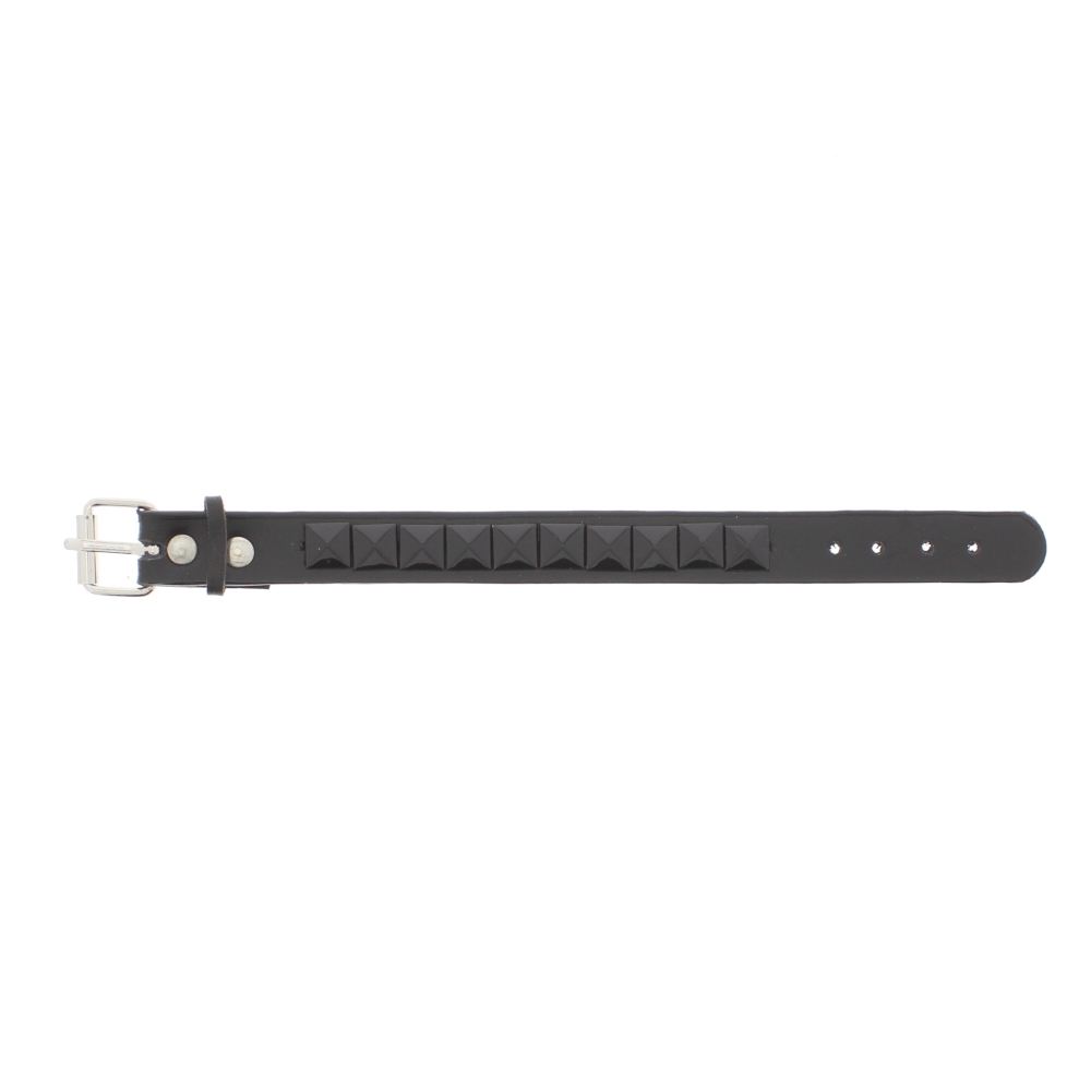 Zac's Alter Ego - 1Row Pyramid Studded With Buckle Armband - Zwart